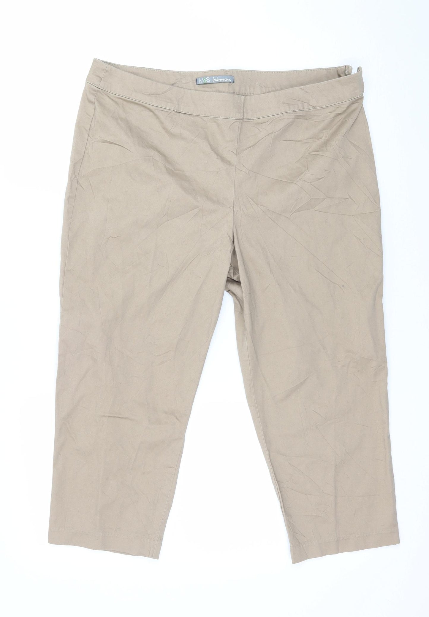 Marks and Spencer Womens Brown   Cropped Trousers Size 14 L20 in