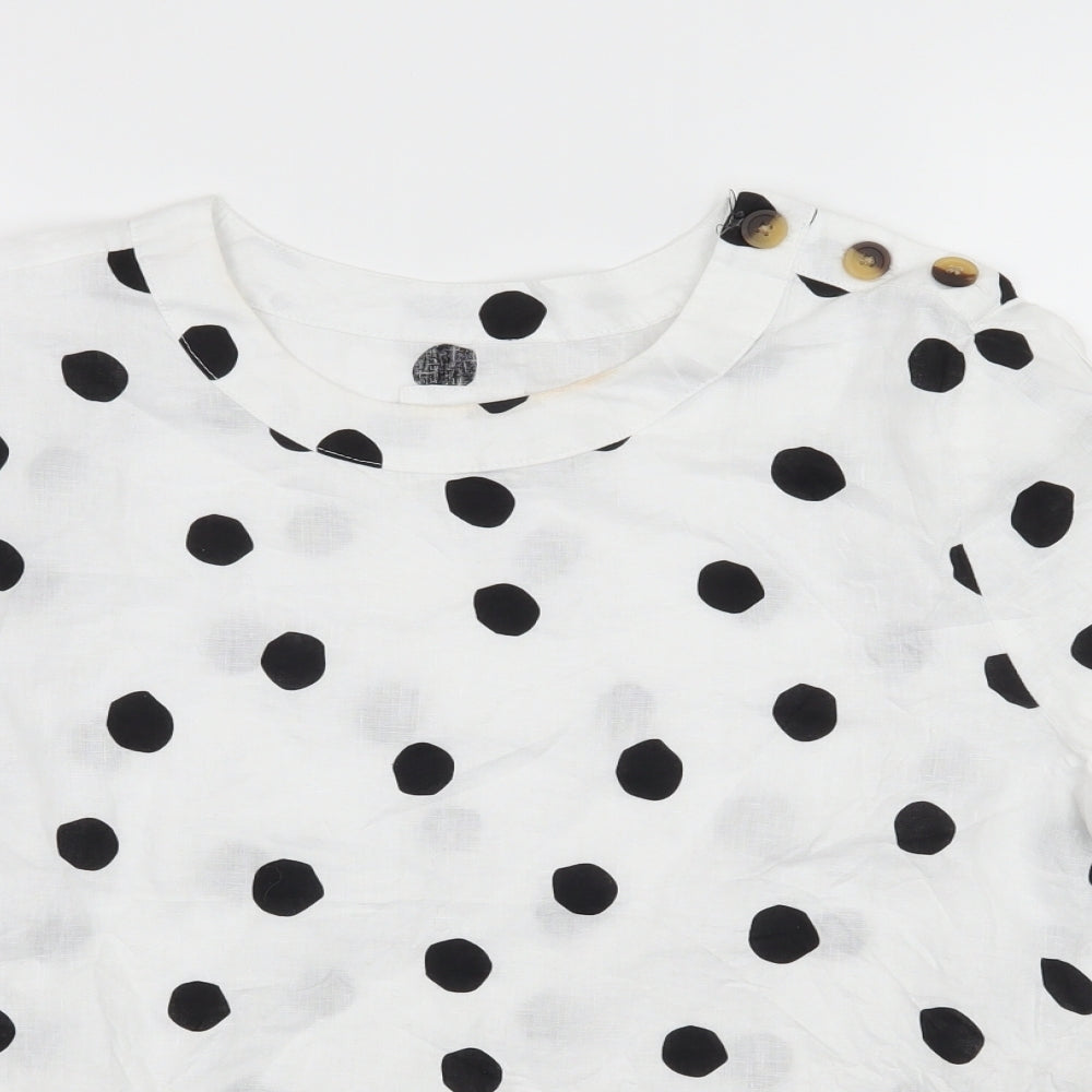 Marks and Spencer Womens White Polka Dot  Basic Blouse Size 10