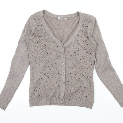 Tiramisu Womens Brown  Knit Cardigan Jumper Size M