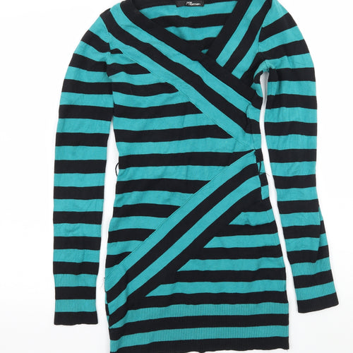 Jane Norman Womens Blue Striped Knit Jumper Dress  Size 8