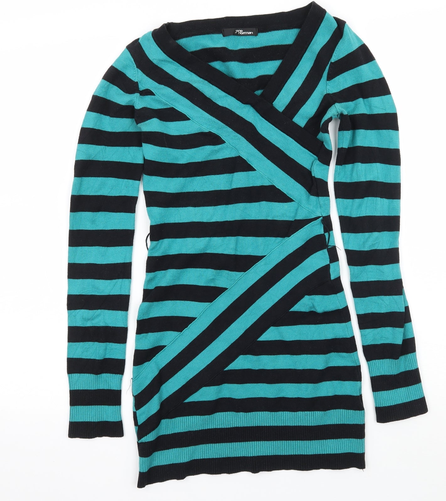 Jane Norman Womens Blue Striped Knit Jumper Dress  Size 8