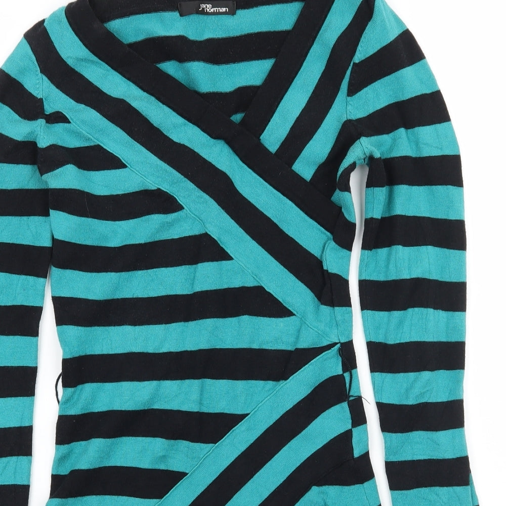 Jane Norman Womens Blue Striped Knit Jumper Dress  Size 8