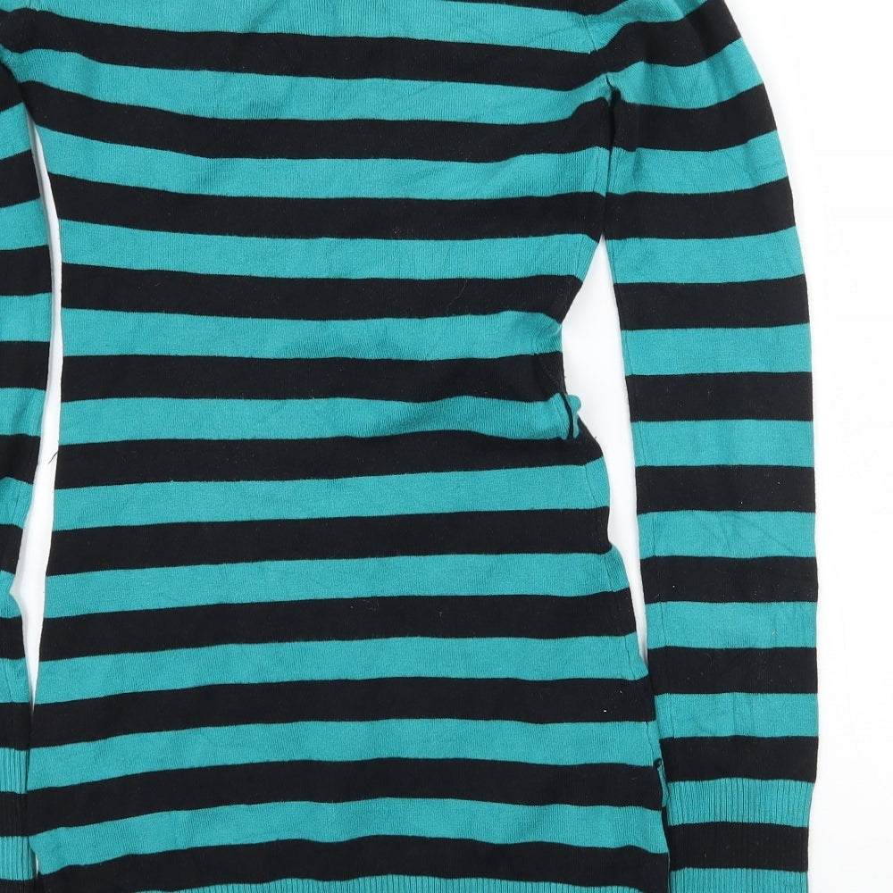 Jane Norman Womens Blue Striped Knit Jumper Dress  Size 8