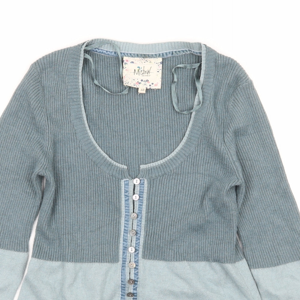 Mistral Womens Blue  Knit Cardigan Jumper Size 12