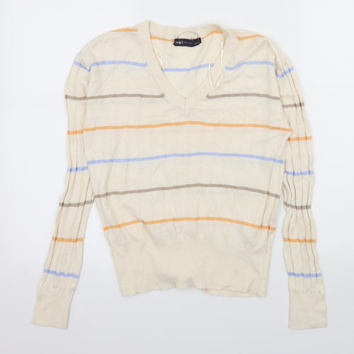 Marks and Spencer Womens Ivory Striped Knit Pullover Jumper Size S