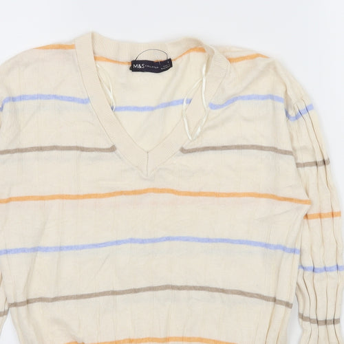 Marks and Spencer Womens Ivory Striped Knit Pullover Jumper Size S