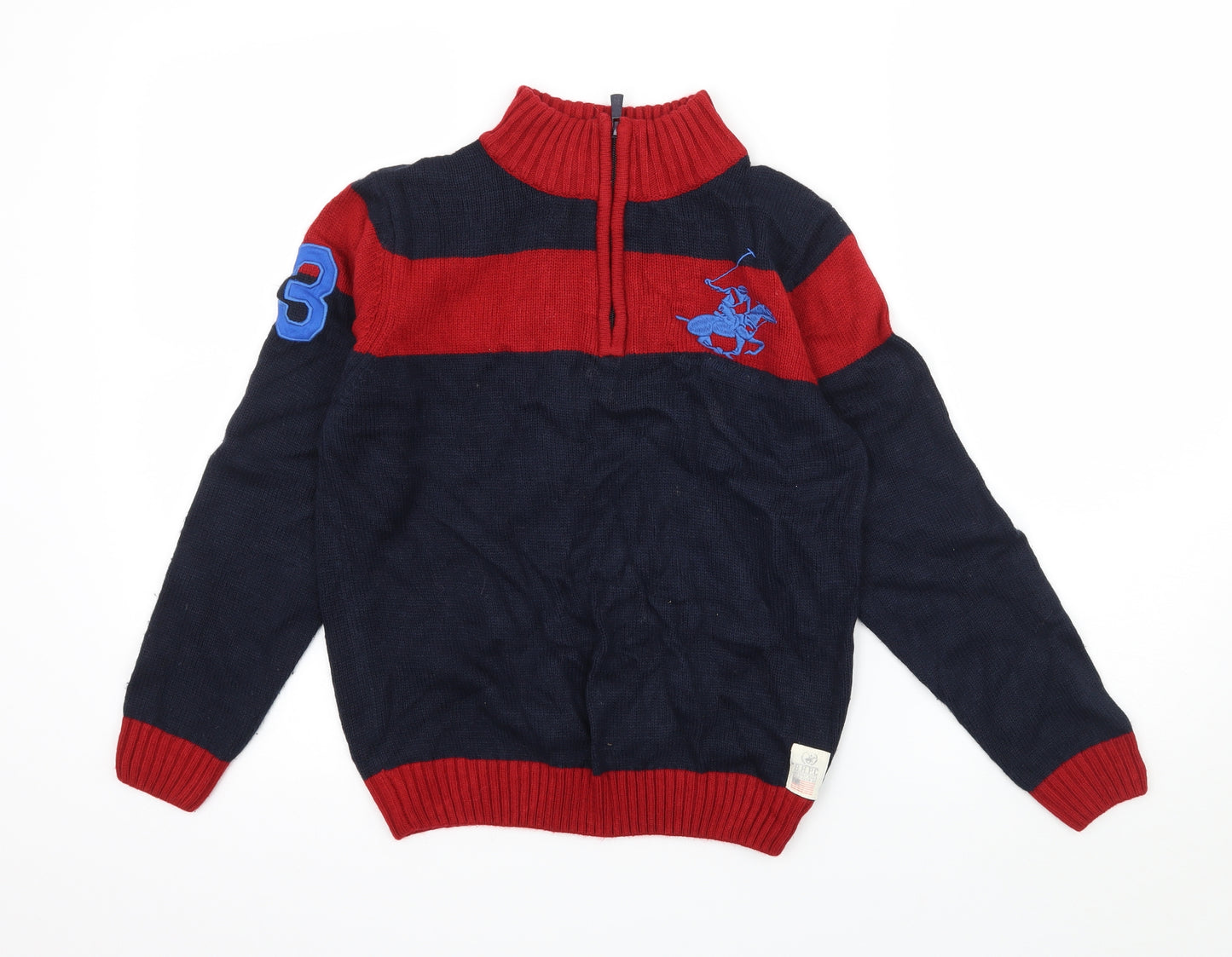 Beverly Hills Polo Club Boys Blue  Knit Pullover Jumper Size 11-12 Years