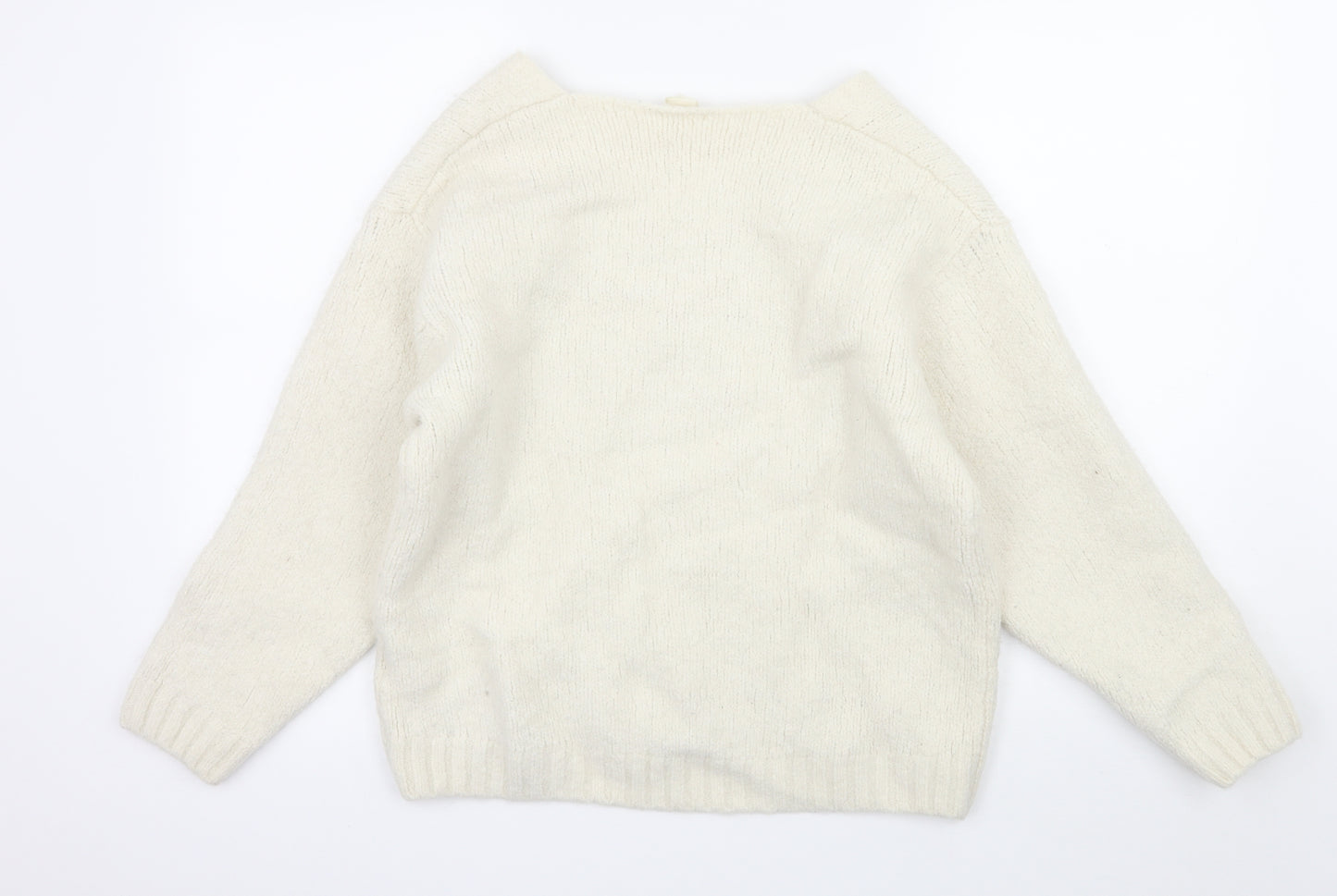 H&M Womens Ivory  Knit Pullover Jumper Size M