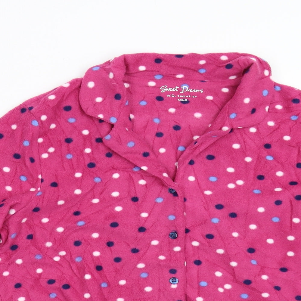 M&Co Womens Pink Polka Dot Fleece Kimono Pyjama Set Size 10