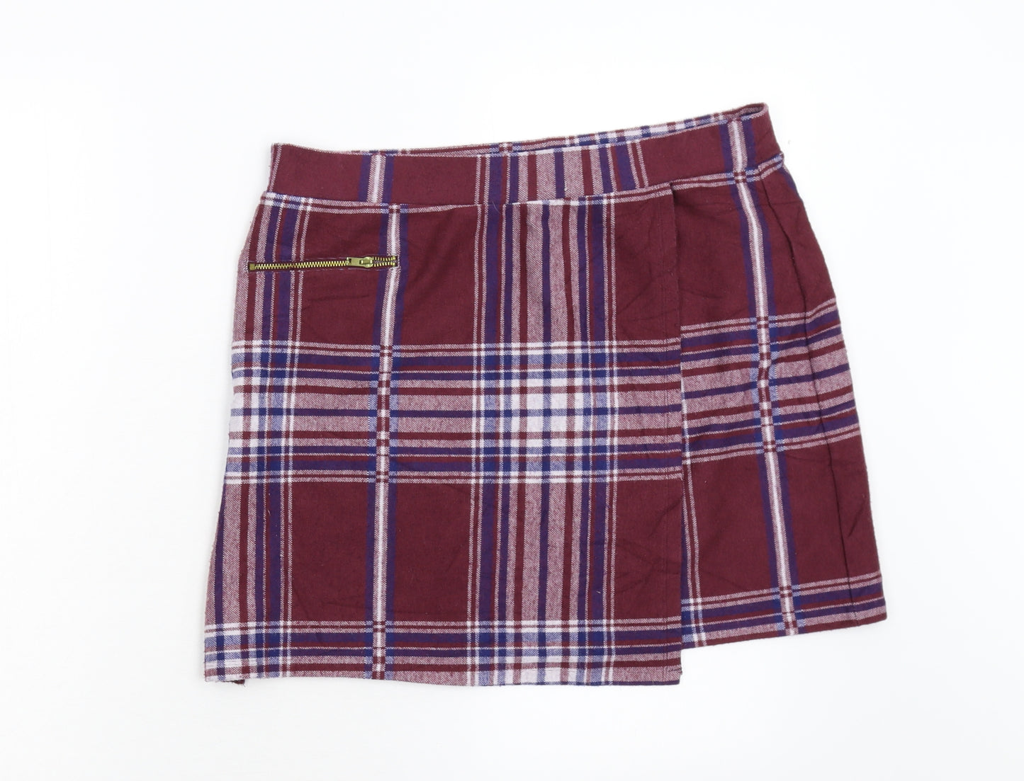 TU Womens Red Check  Mini Skirt Size 14