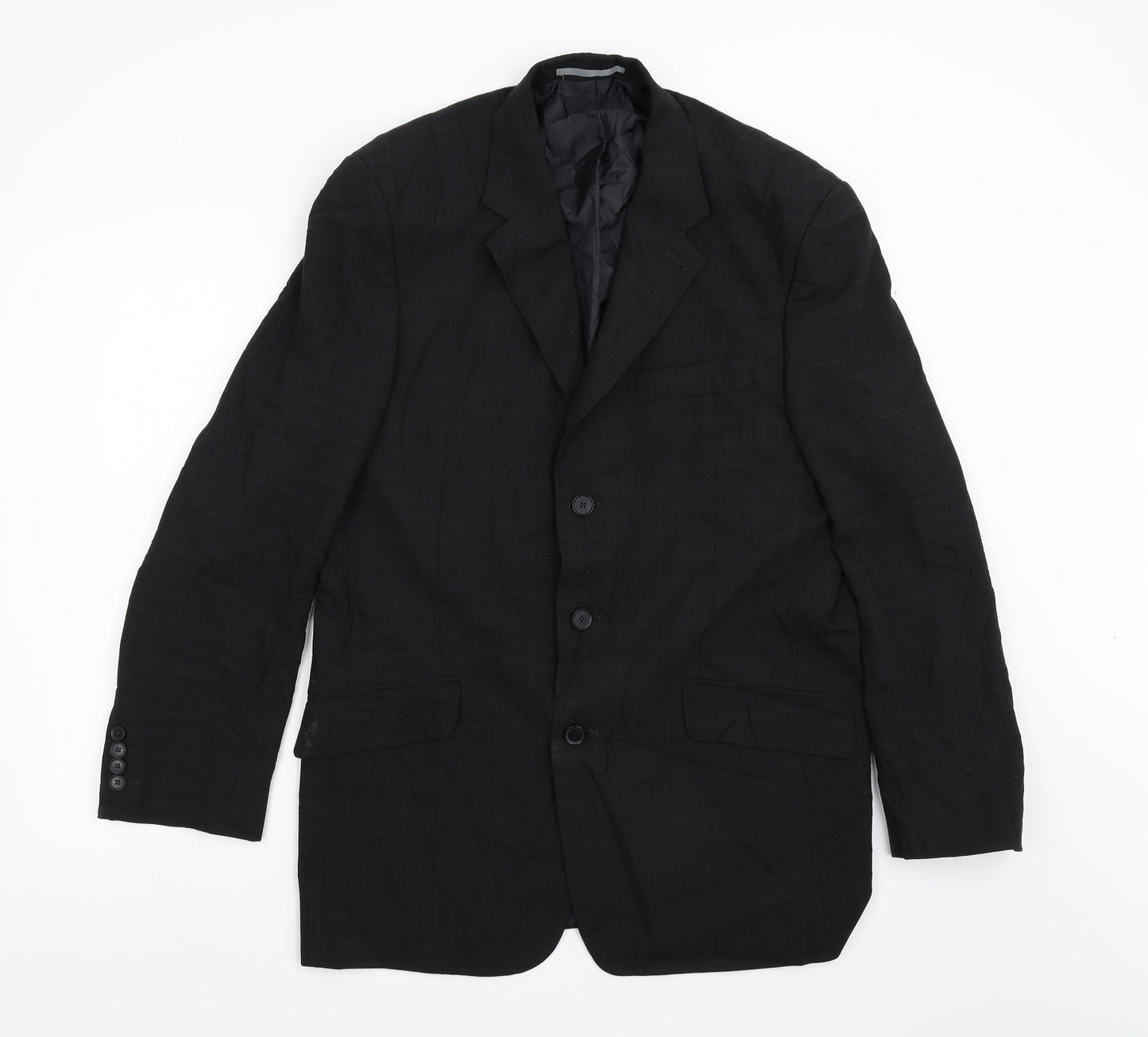 NEXT Mens Black Check  Jacket Suit Jacket Size 40