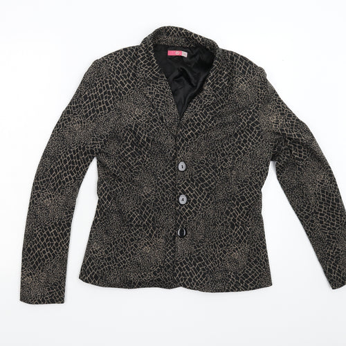 e@m Womens Black Animal Print  Jacket  Size 14