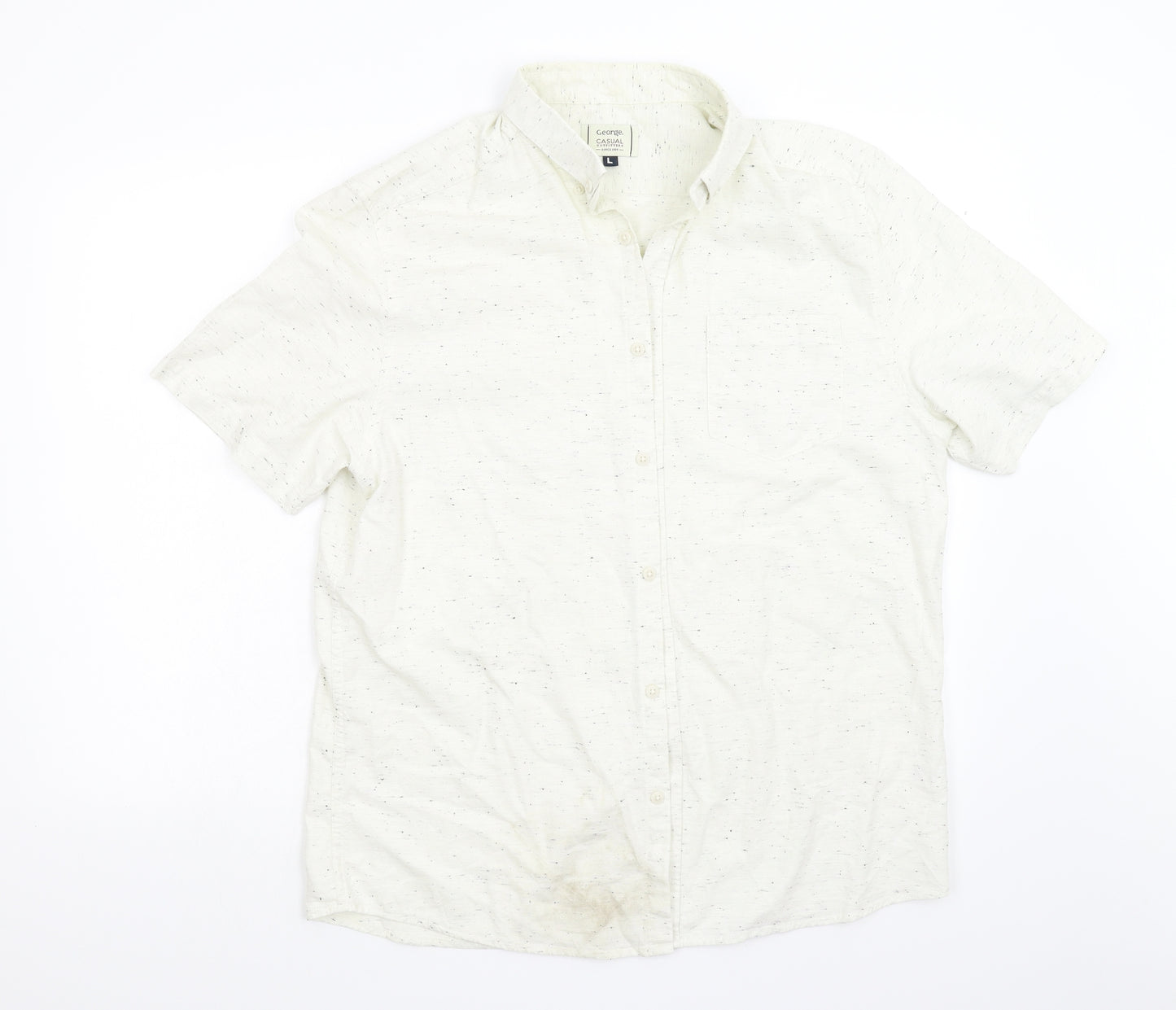 George Mens White    Button-Up Size L