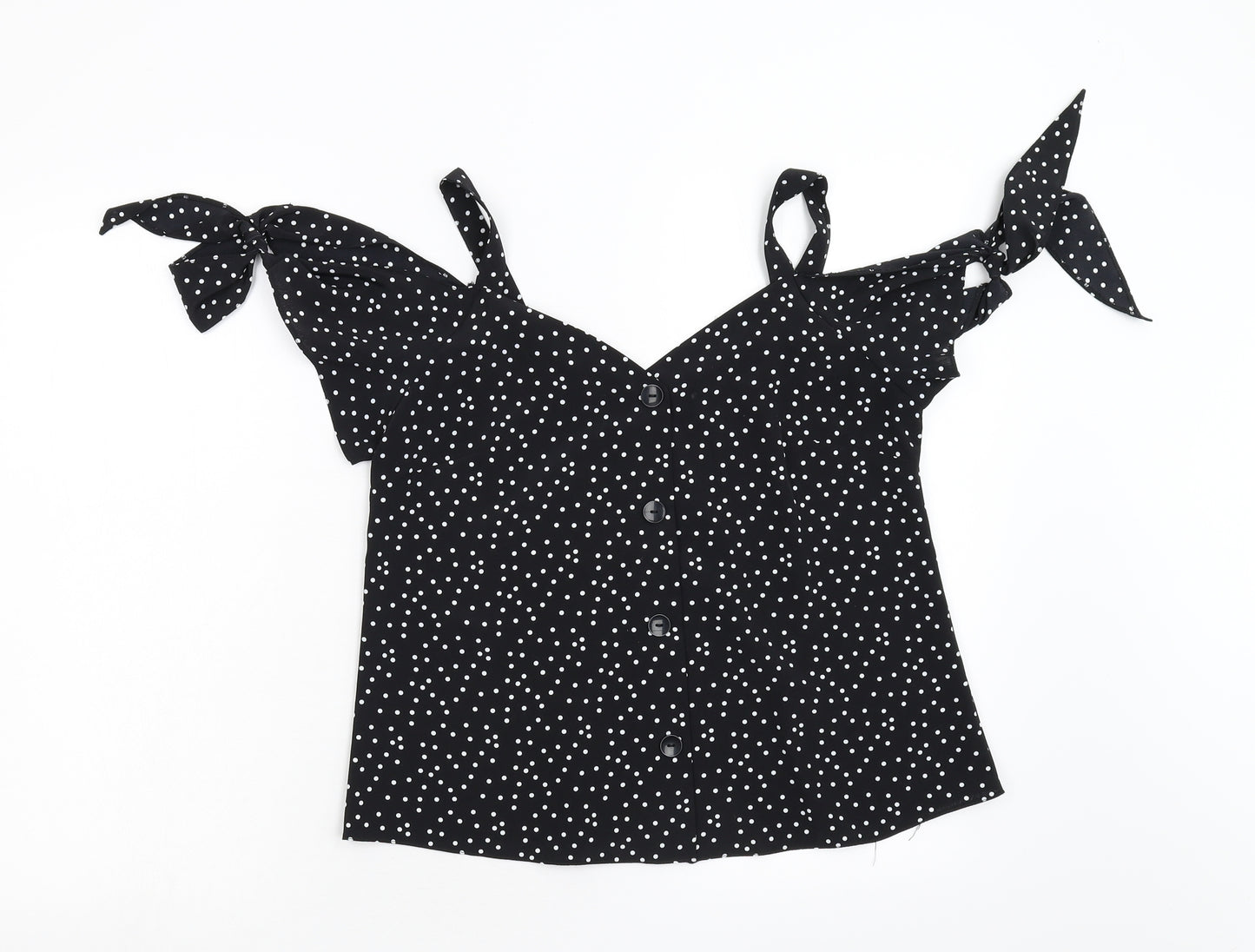 George Womens Black Polka Dot  Tunic Blouse Size 8