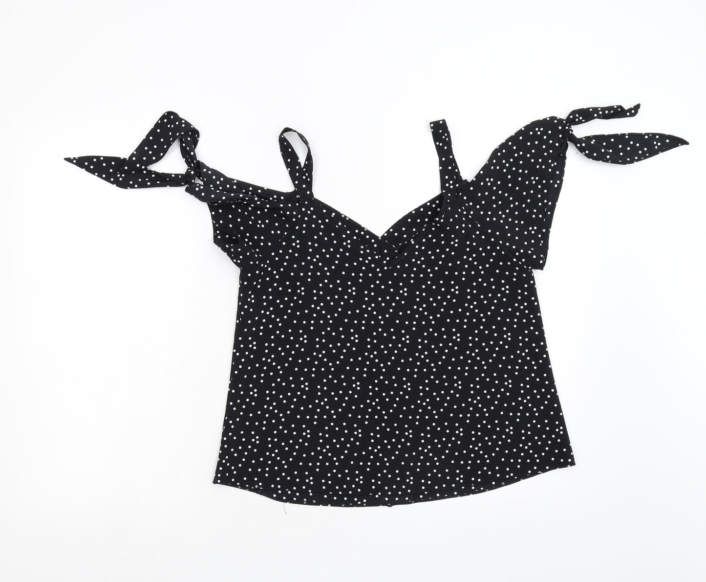 George Womens Black Polka Dot  Tunic Blouse Size 8