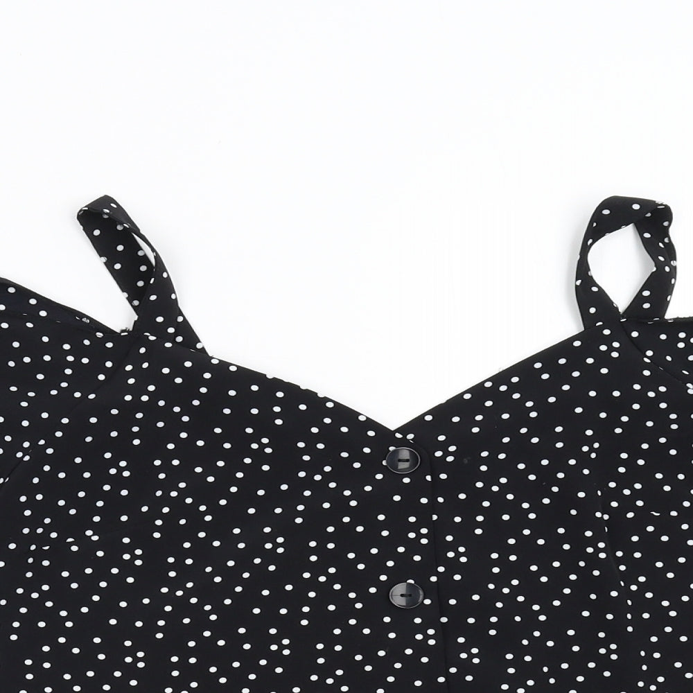 George Womens Black Polka Dot  Tunic Blouse Size 8