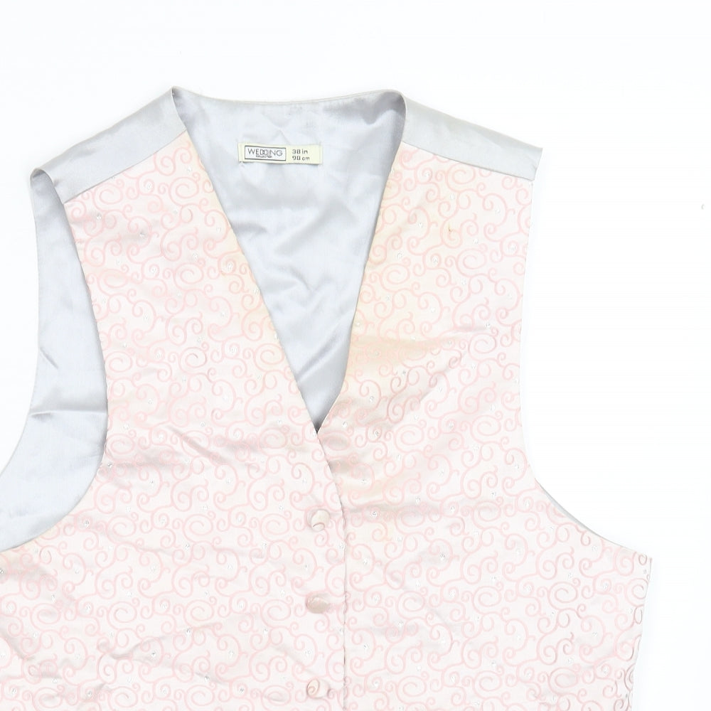 BHS Mens Pink   Jacket Suit Waistcoat Size 38  - wedding waistcoat