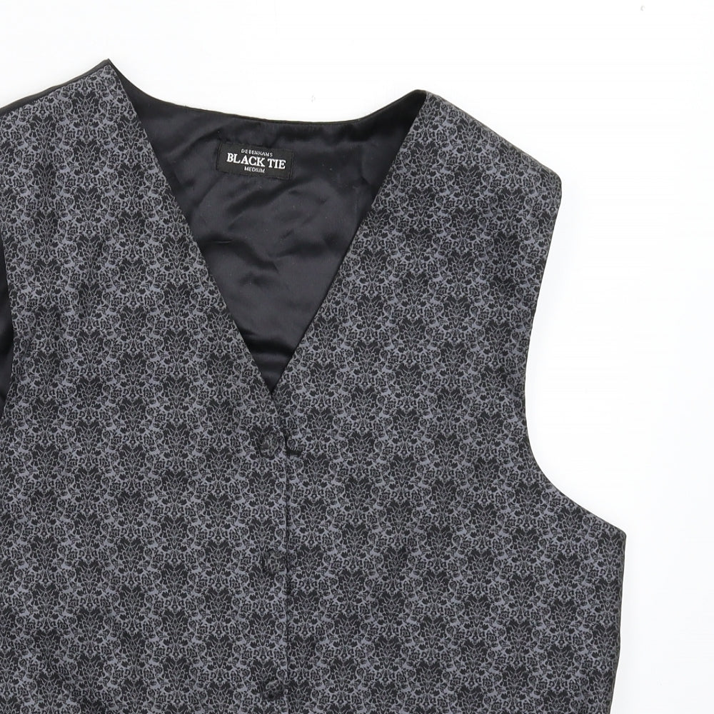 Debenhams Mens Grey Geometric  Jacket Suit Waistcoat Size M