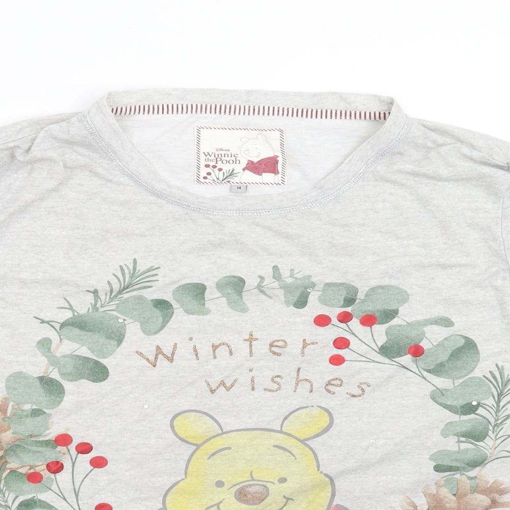 TU Womens Grey   Top Pyjama Top Size 14  - winnie the pooh