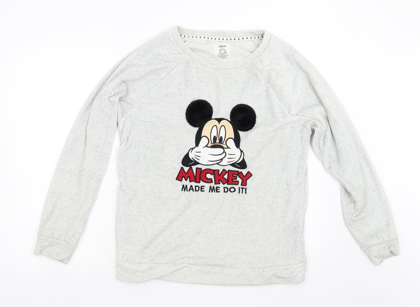 Primark Womens Grey Solid  Top Pyjama Top Size S  - Mickey Mouse