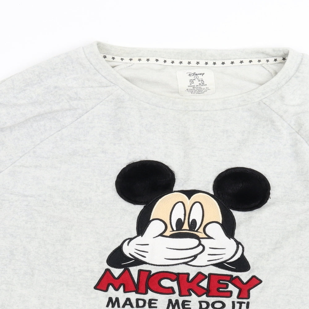 Primark Womens Grey Solid  Top Pyjama Top Size S  - Mickey Mouse