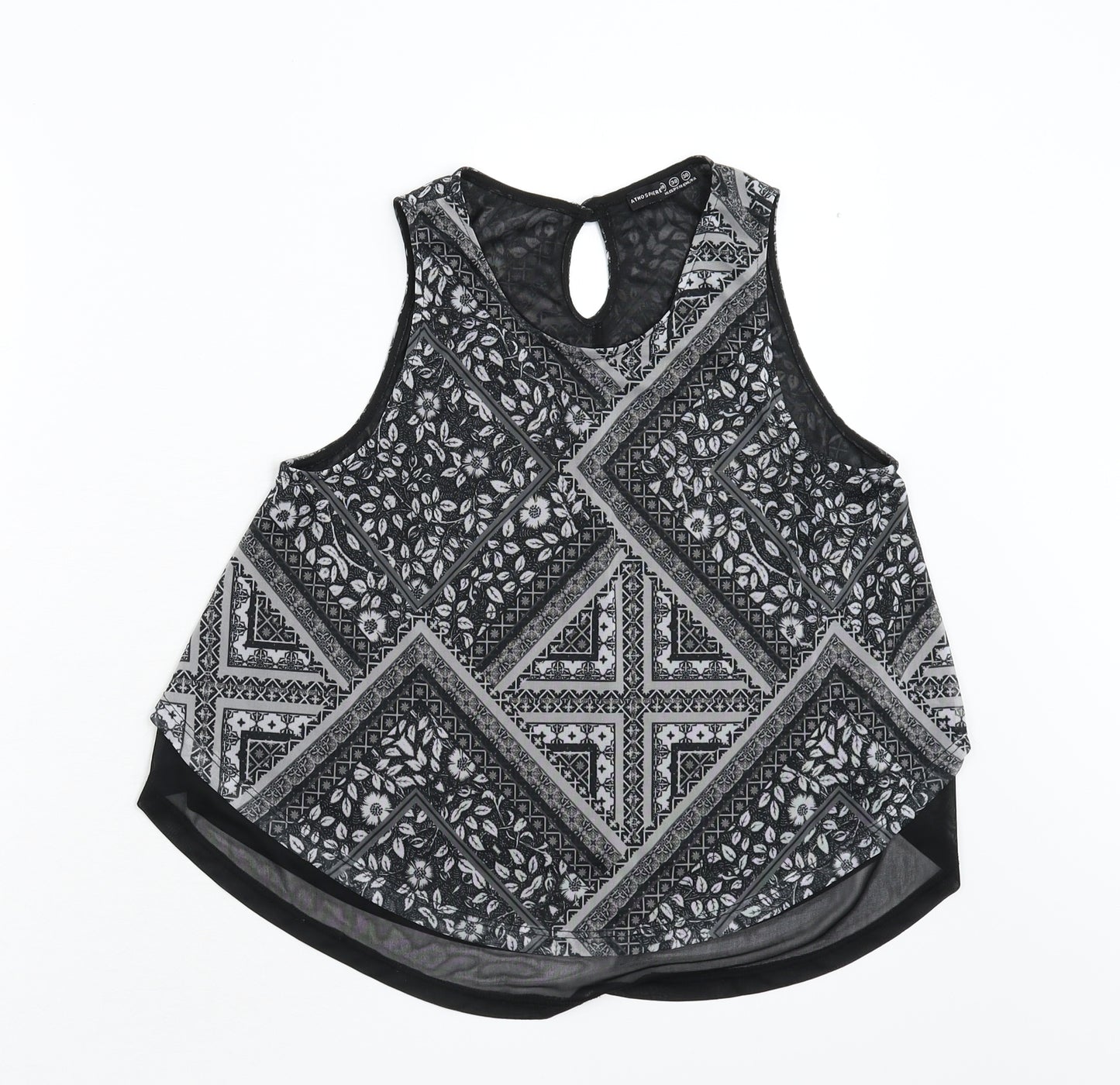 Primark Womens Black Geometric  Camisole T-Shirt Size 10