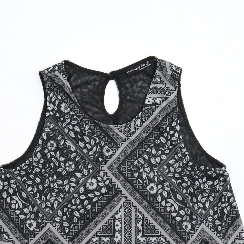 Primark Womens Black Geometric  Camisole T-Shirt Size 10