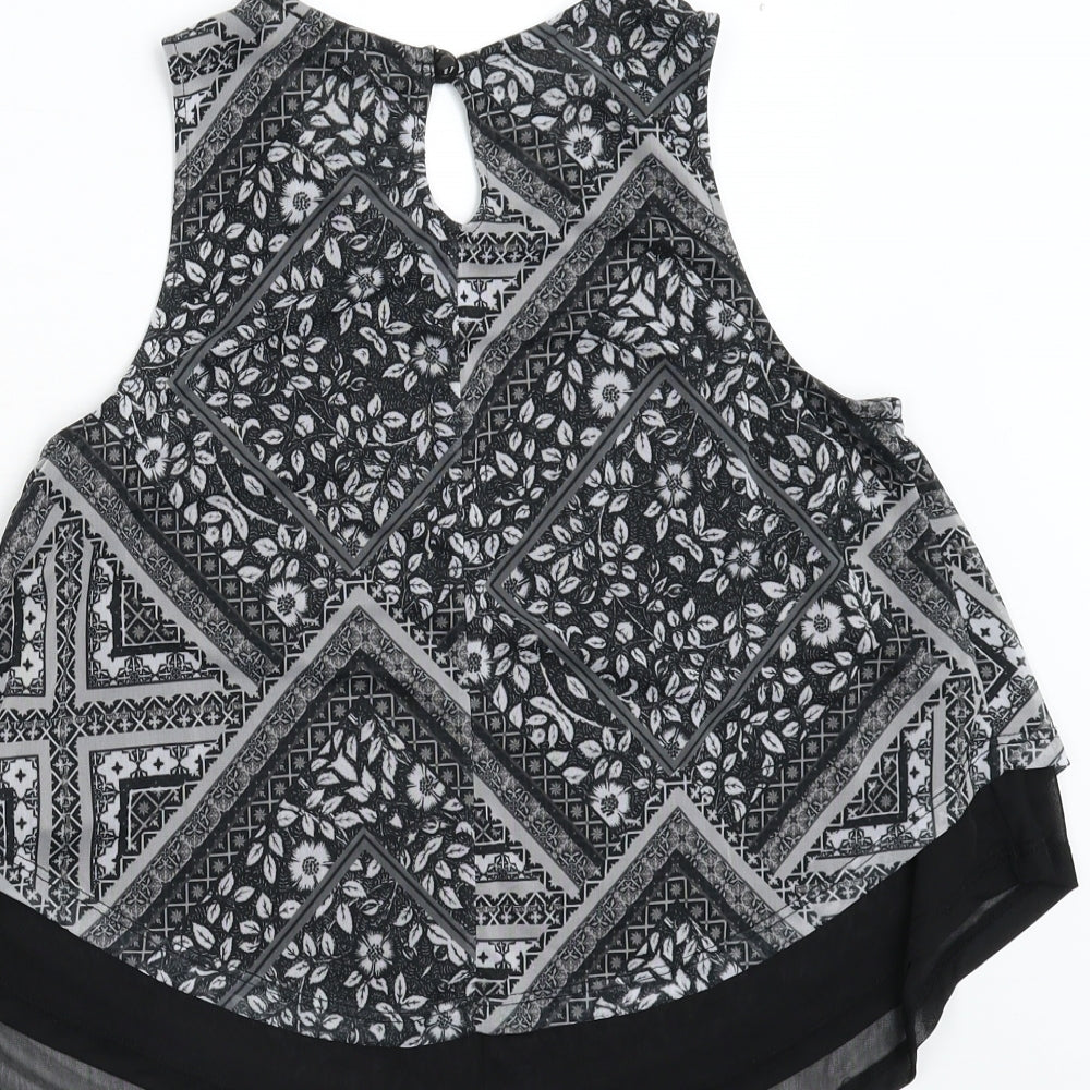 Primark Womens Black Geometric  Camisole T-Shirt Size 10
