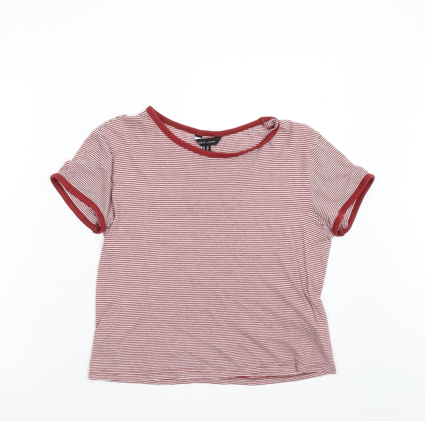 New Look Womens Red Striped  Basic T-Shirt Size 12