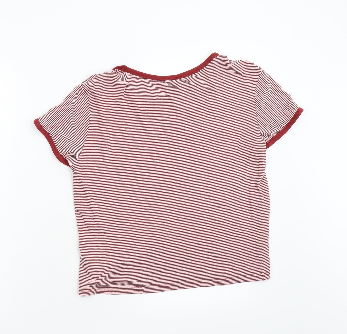 New Look Womens Red Striped  Basic T-Shirt Size 12