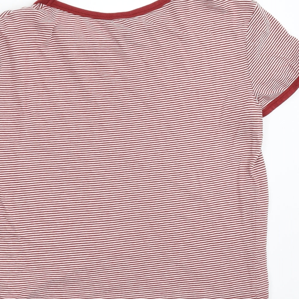 New Look Womens Red Striped  Basic T-Shirt Size 12