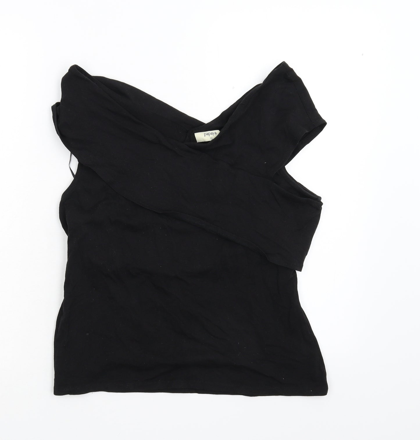 Papaya Womens Black   Basic T-Shirt Size 12
