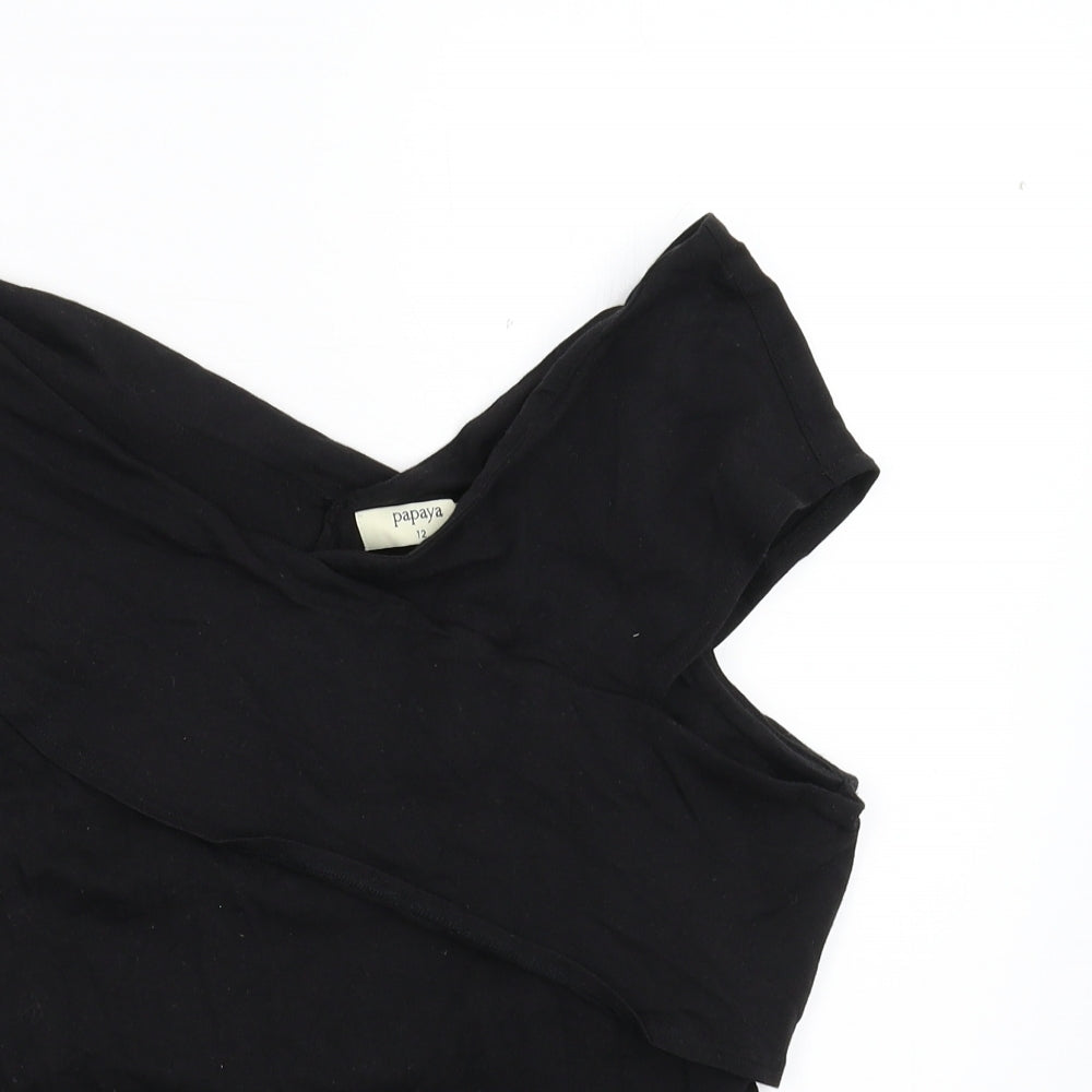Papaya Womens Black   Basic T-Shirt Size 12