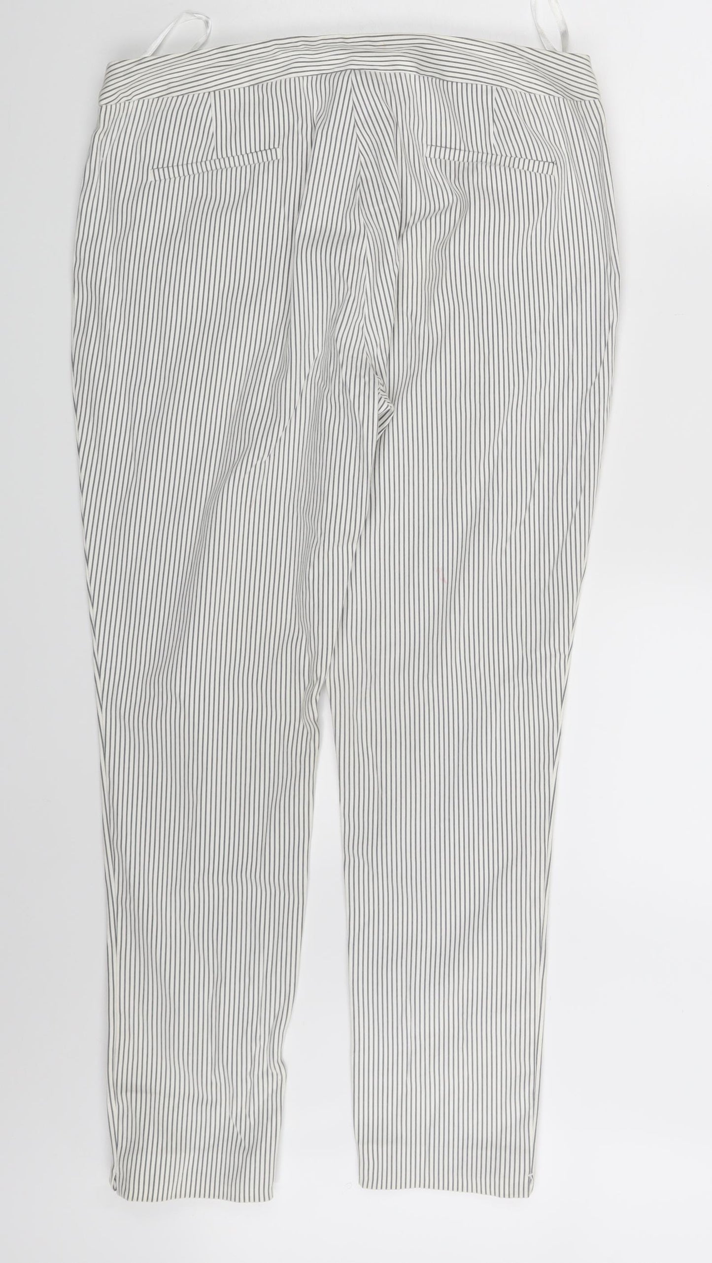 Peacocks Womens White Striped  Trousers  Size 12 L26 in