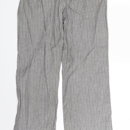 F&F Womens Grey Striped  Sweatpants Trousers Size 12 L29 in