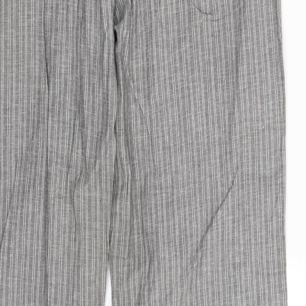 F&F Womens Grey Striped  Sweatpants Trousers Size 12 L29 in