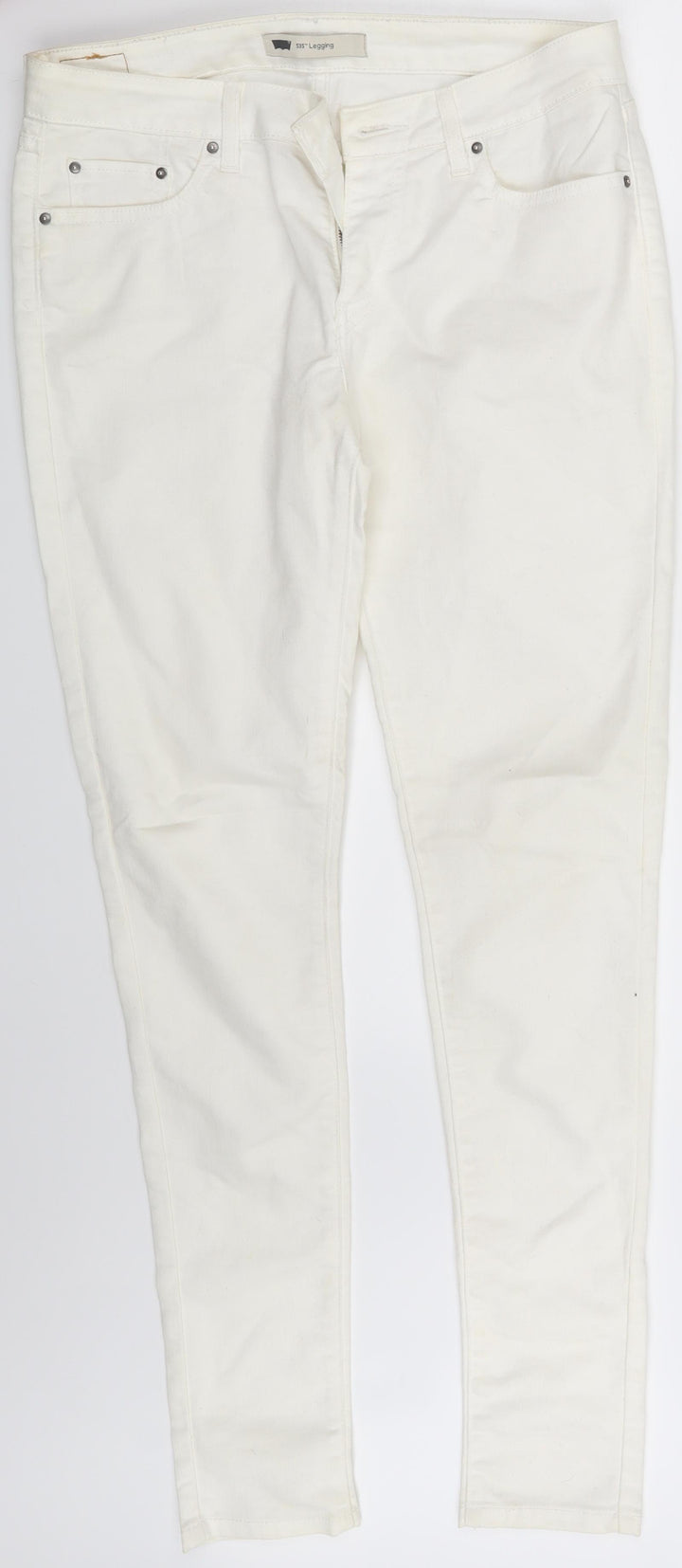 535 Womens Ivory Denim Skinny Jeans One Size L30 in