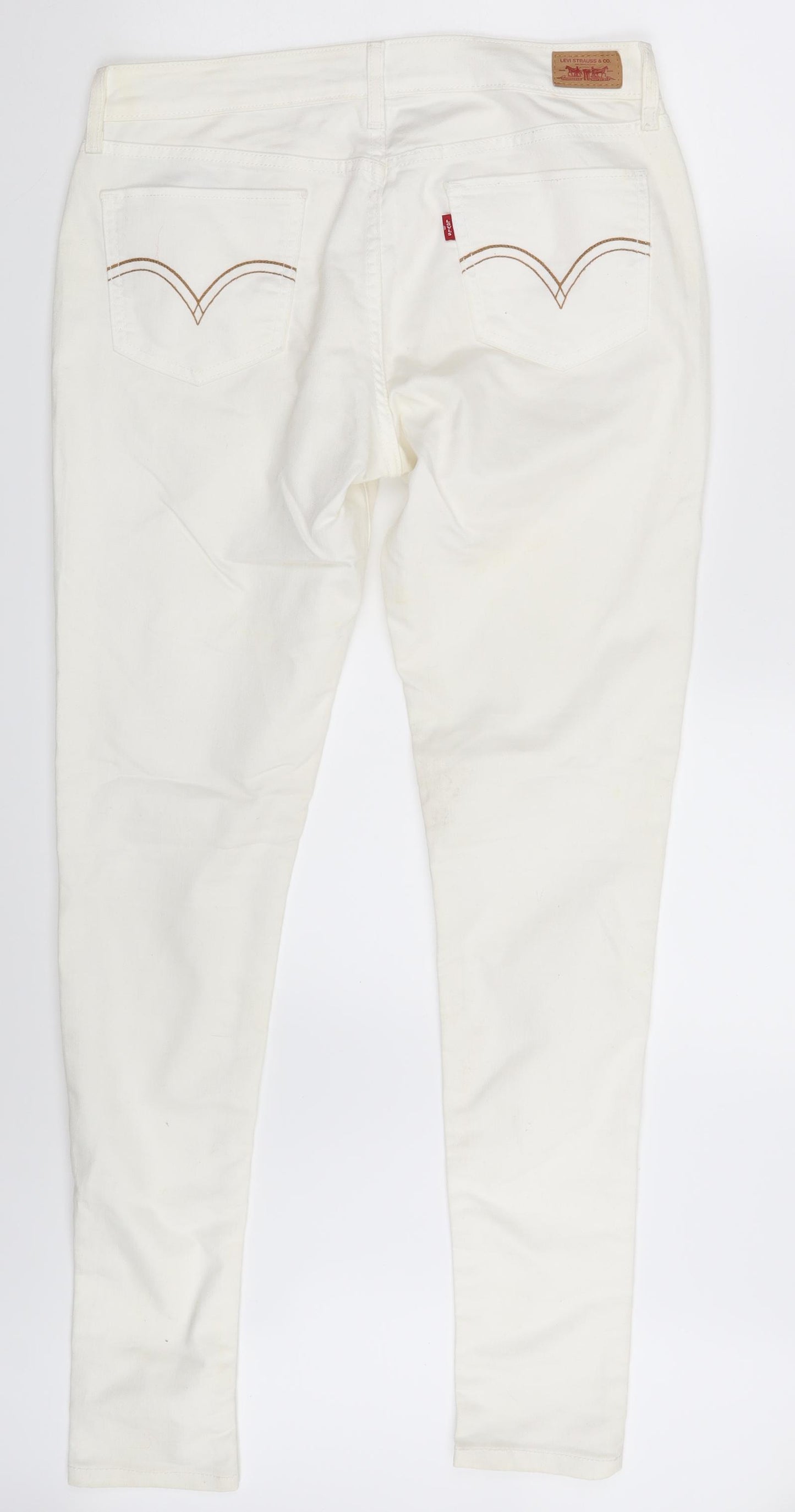 535 Womens Ivory  Denim Skinny Jeans One Size L30 in