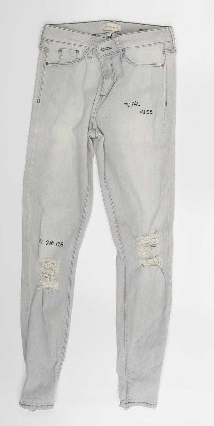 river is Womens White Denim Skinny Jeans Size 10 L27 in