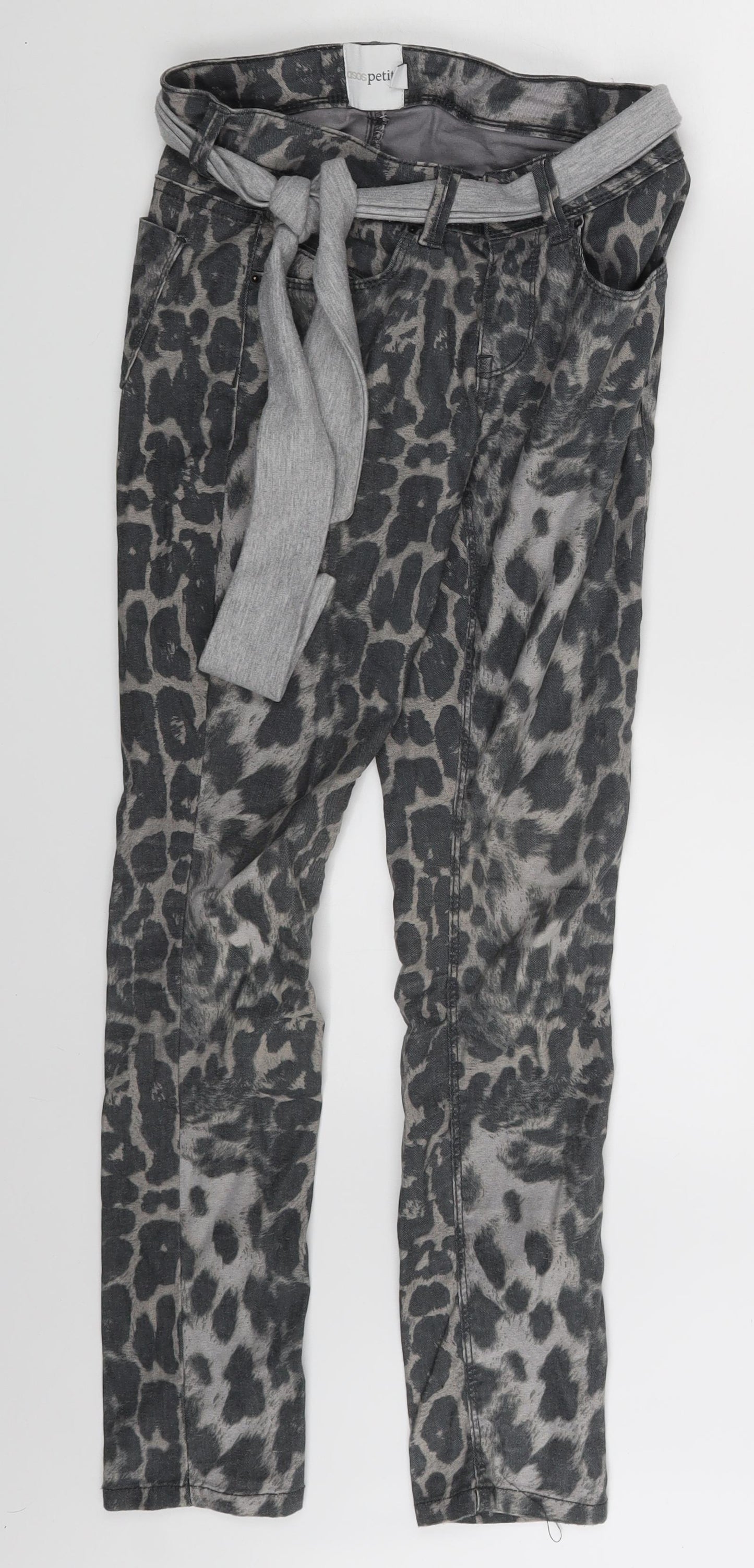 ASOS Womens Grey Animal Print Denim Skinny Jeans Size 8 L26 in