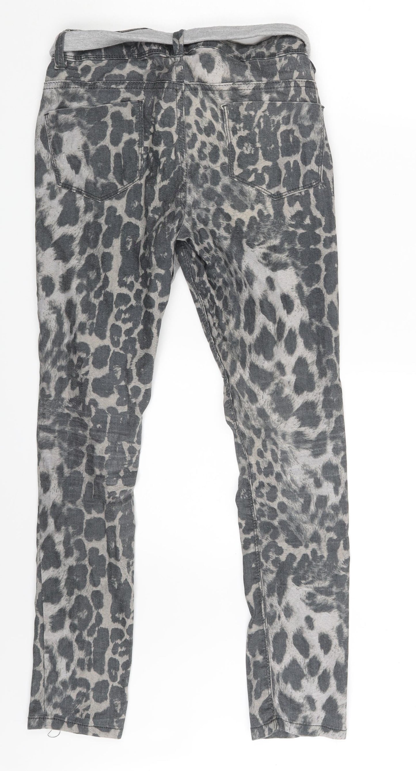 ASOS Womens Grey Animal Print Denim Skinny Jeans Size 8 L26 in