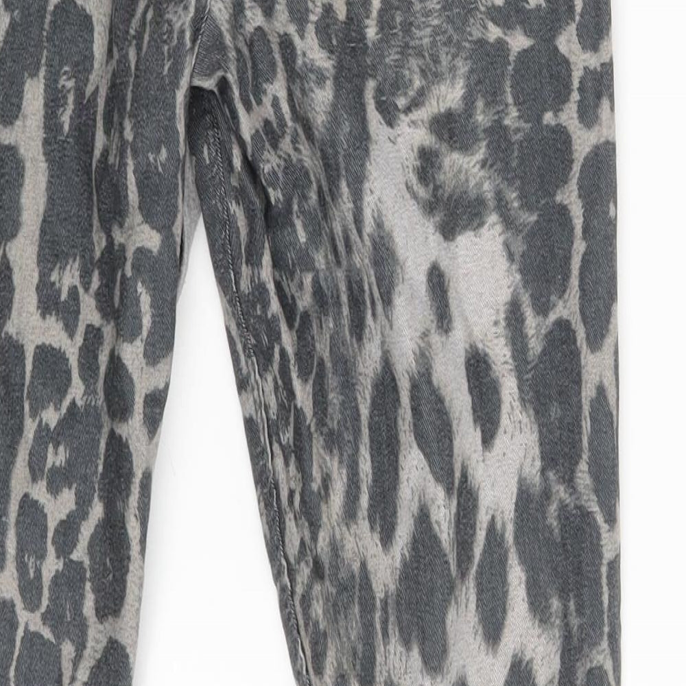 ASOS Womens Grey Animal Print Denim Skinny Jeans Size 8 L26 in