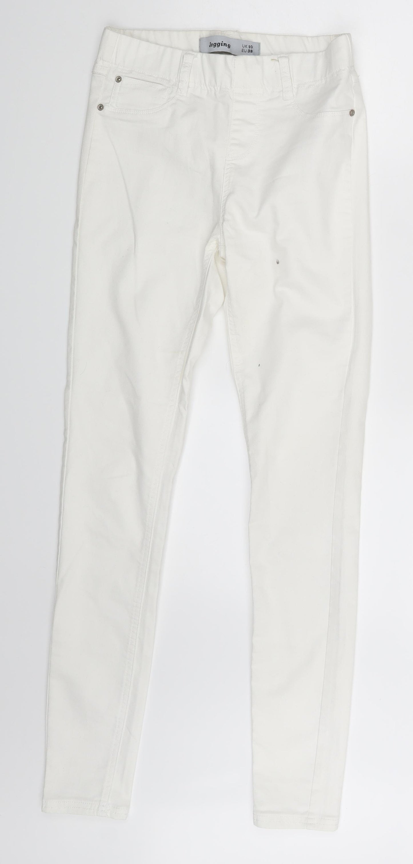 New Look Womens White  Denim Jegging Leggings Size 10 L28.5 in