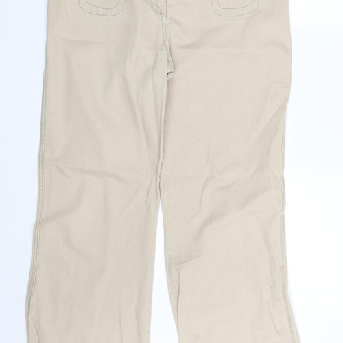 George Womens Beige  Denim Wide-Leg Jeans Size 14 L30 in