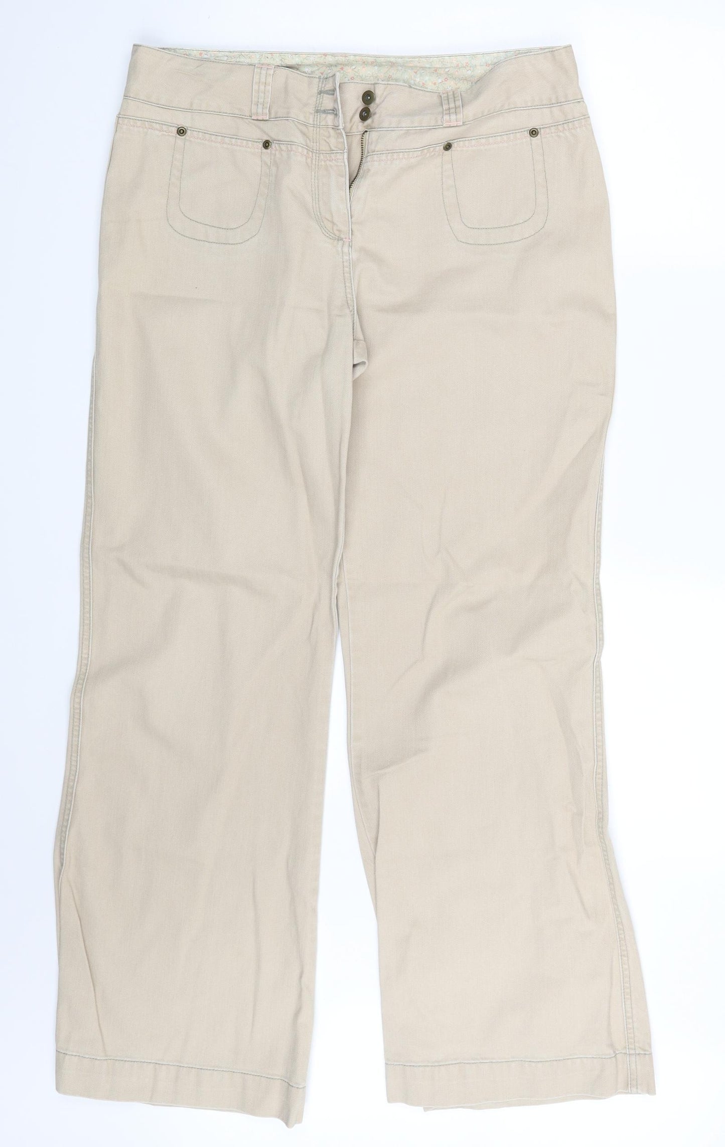 George Womens Beige  Denim Wide-Leg Jeans Size 14 L30 in