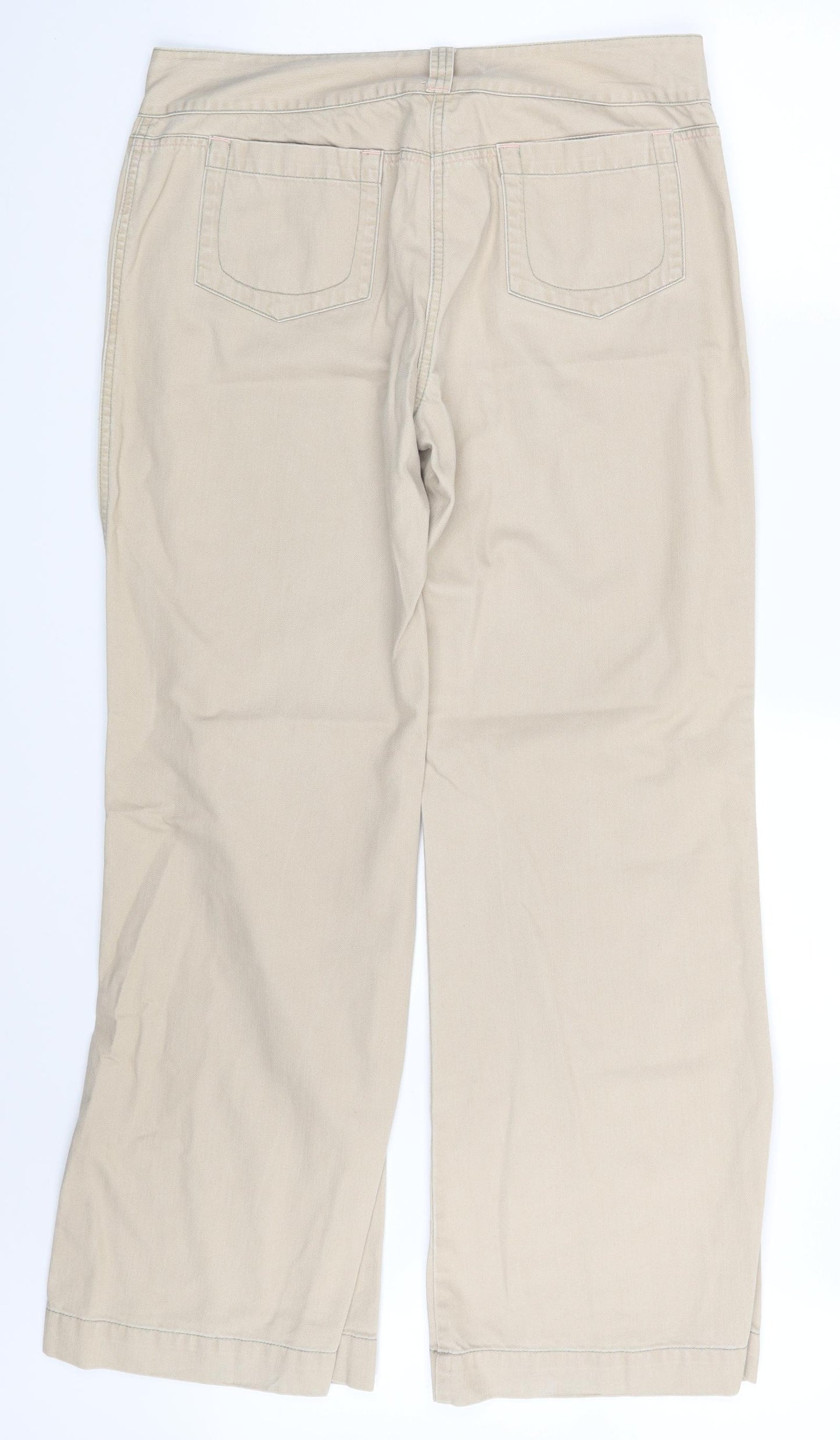 George Womens Beige  Denim Wide-Leg Jeans Size 14 L30 in