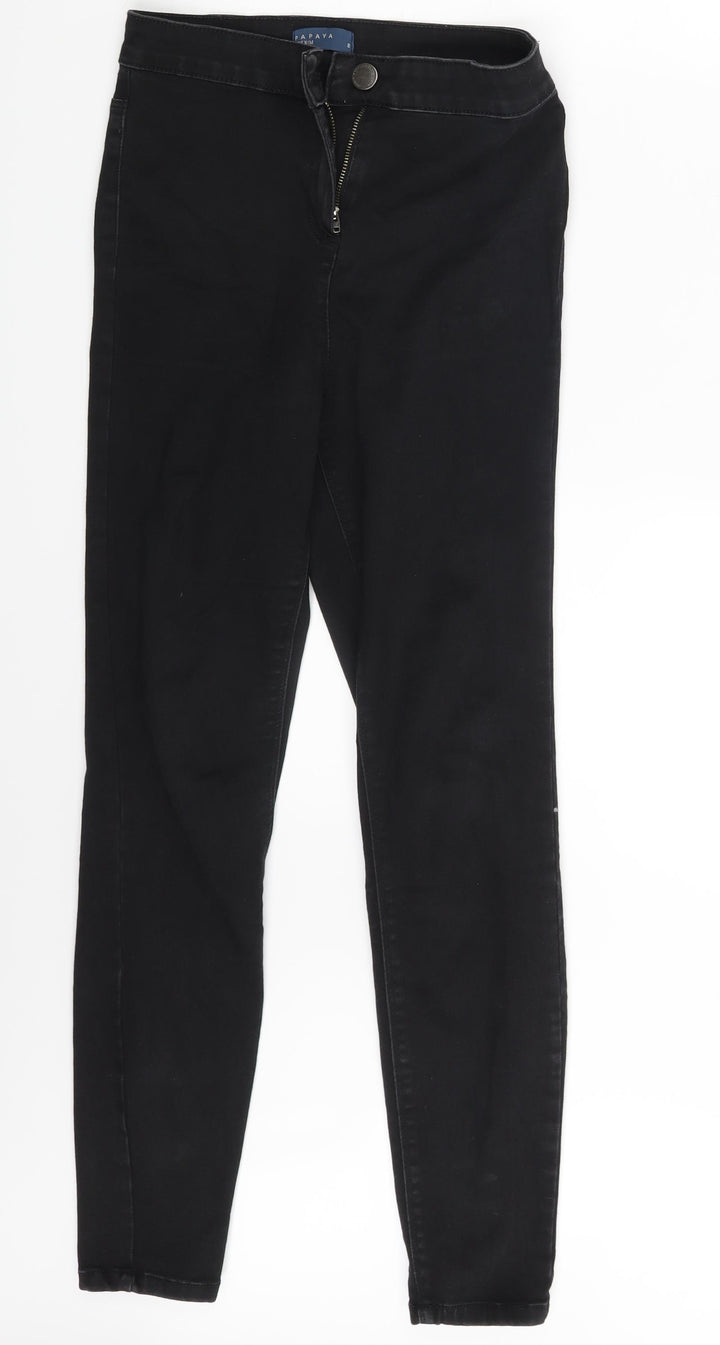 Papaya Womens Black Denim Skinny Jeans Size 8 L25 in