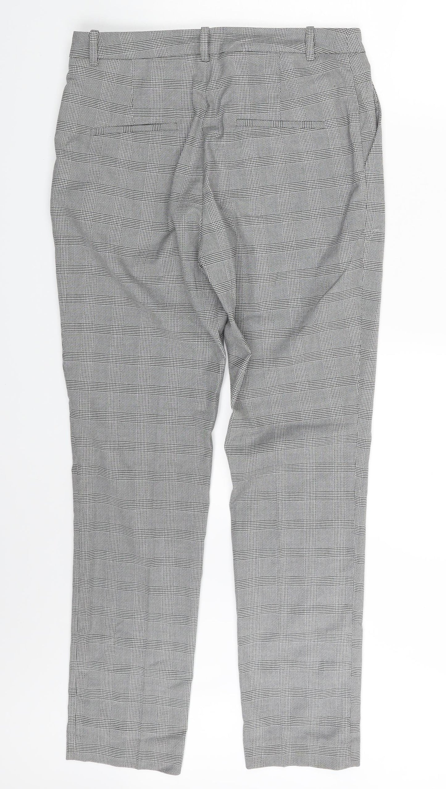 H&M Womens Grey Check  Trousers  Size 10 L28.5 in