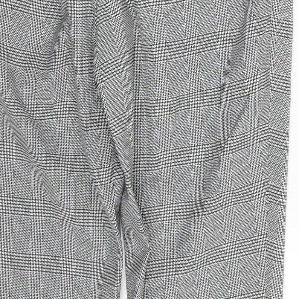 H&M Womens Grey Check  Trousers  Size 10 L28.5 in
