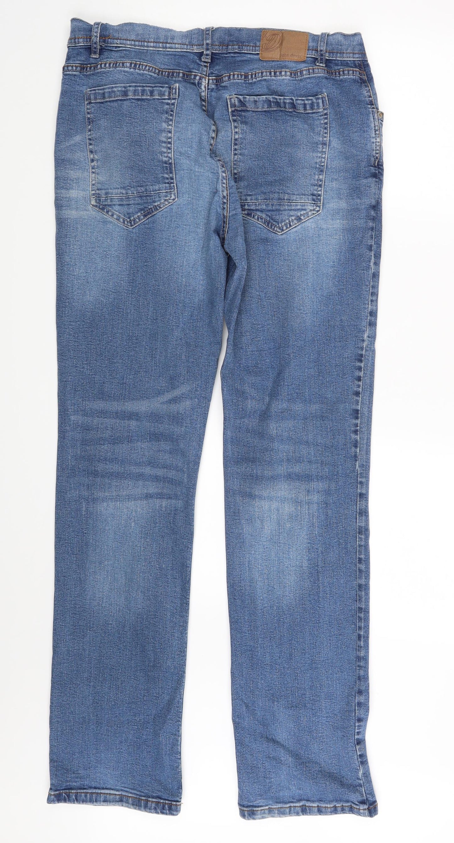 John Devin Mens Blue  Denim Straight Jeans Size 34 L34 in
